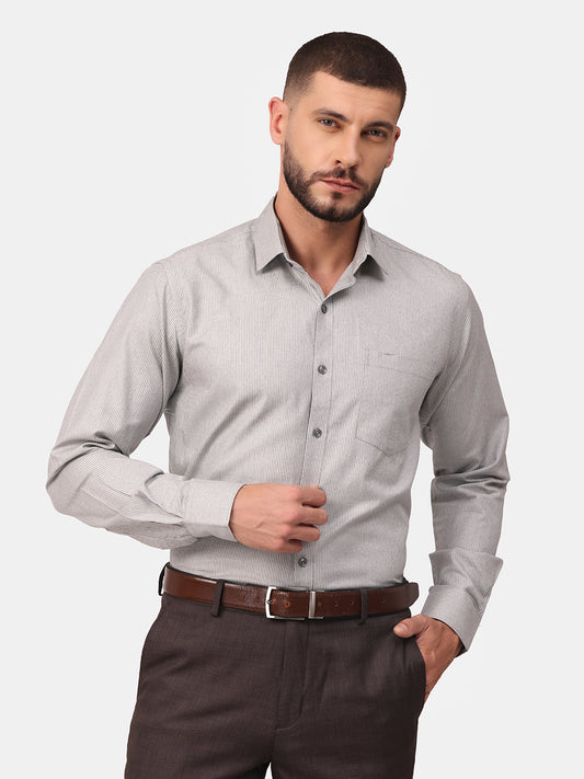 Copperline Men Navy Blue Stripes Formal Shirt Copperline