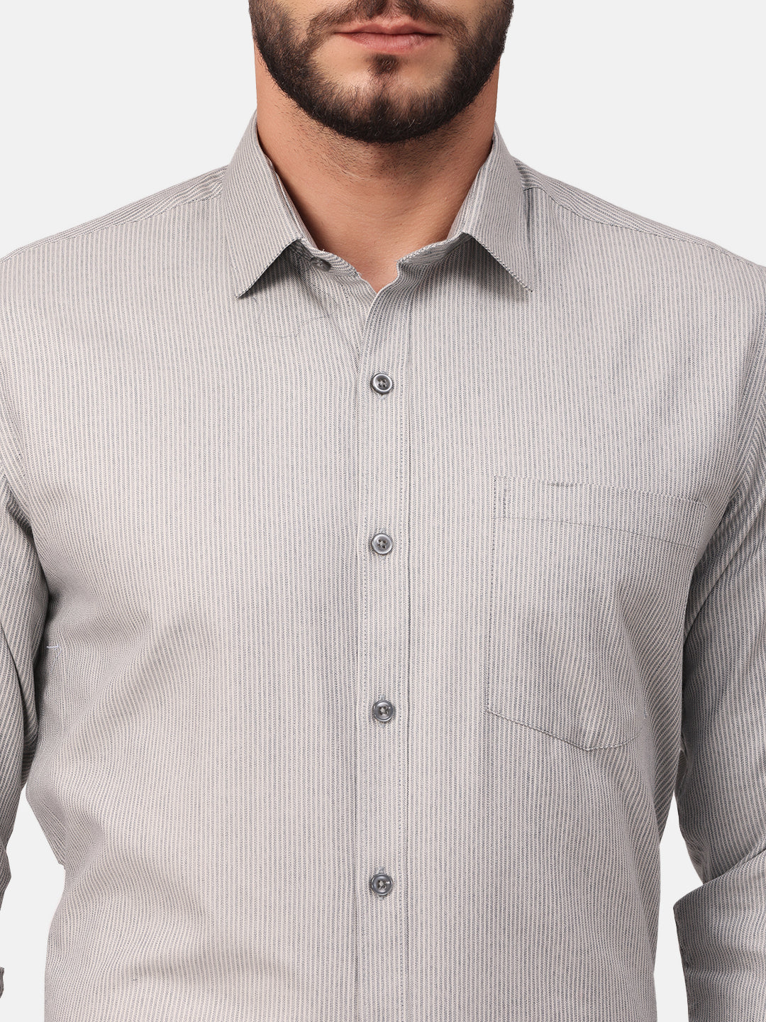 Copperline Men Navy Blue Stripes Formal Shirt Copperline