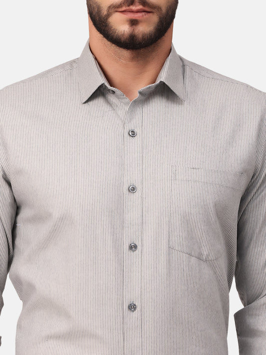 Copperline Men Navy Blue Stripes Formal Shirt Copperline