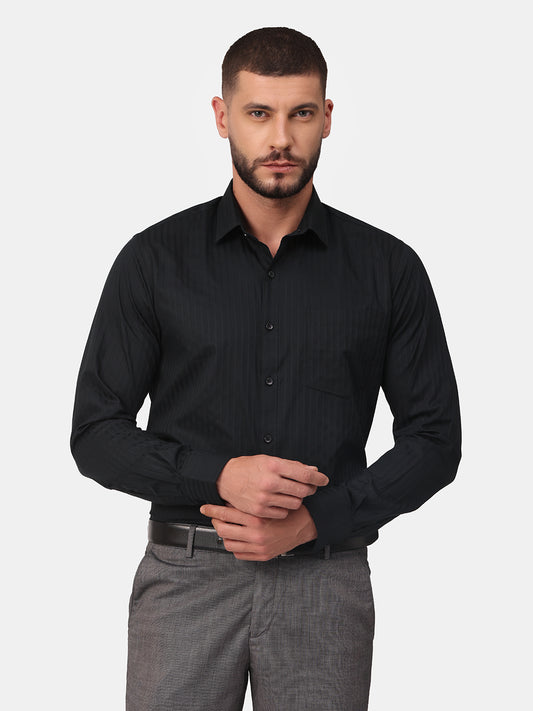 Copperline Men Black Dobby Formal Shirt Copperline