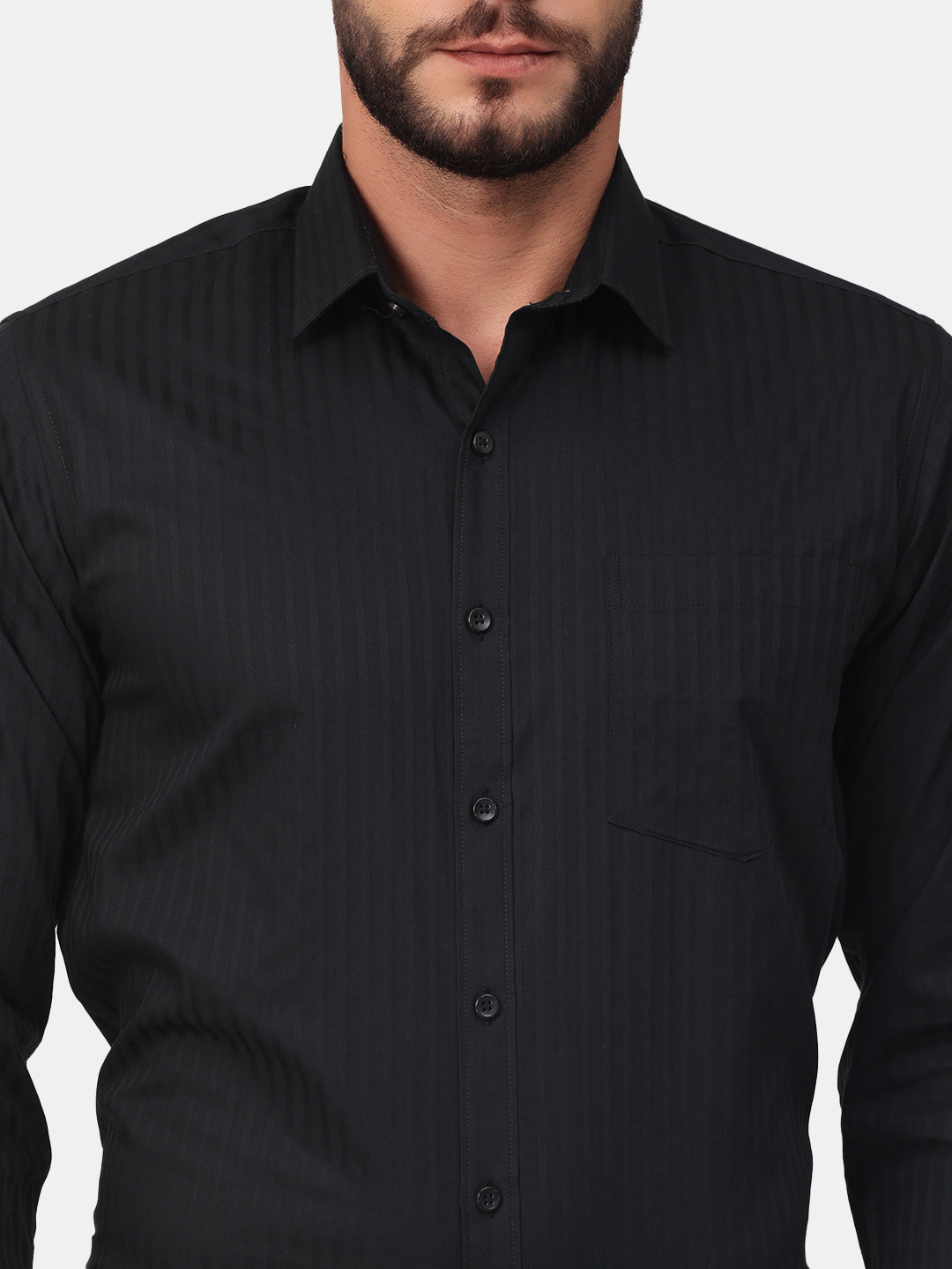 Copperline Men Black Dobby Formal Shirt Copperline