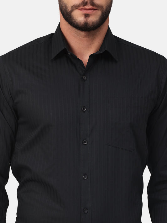Copperline Men Black Dobby Formal Shirt Copperline
