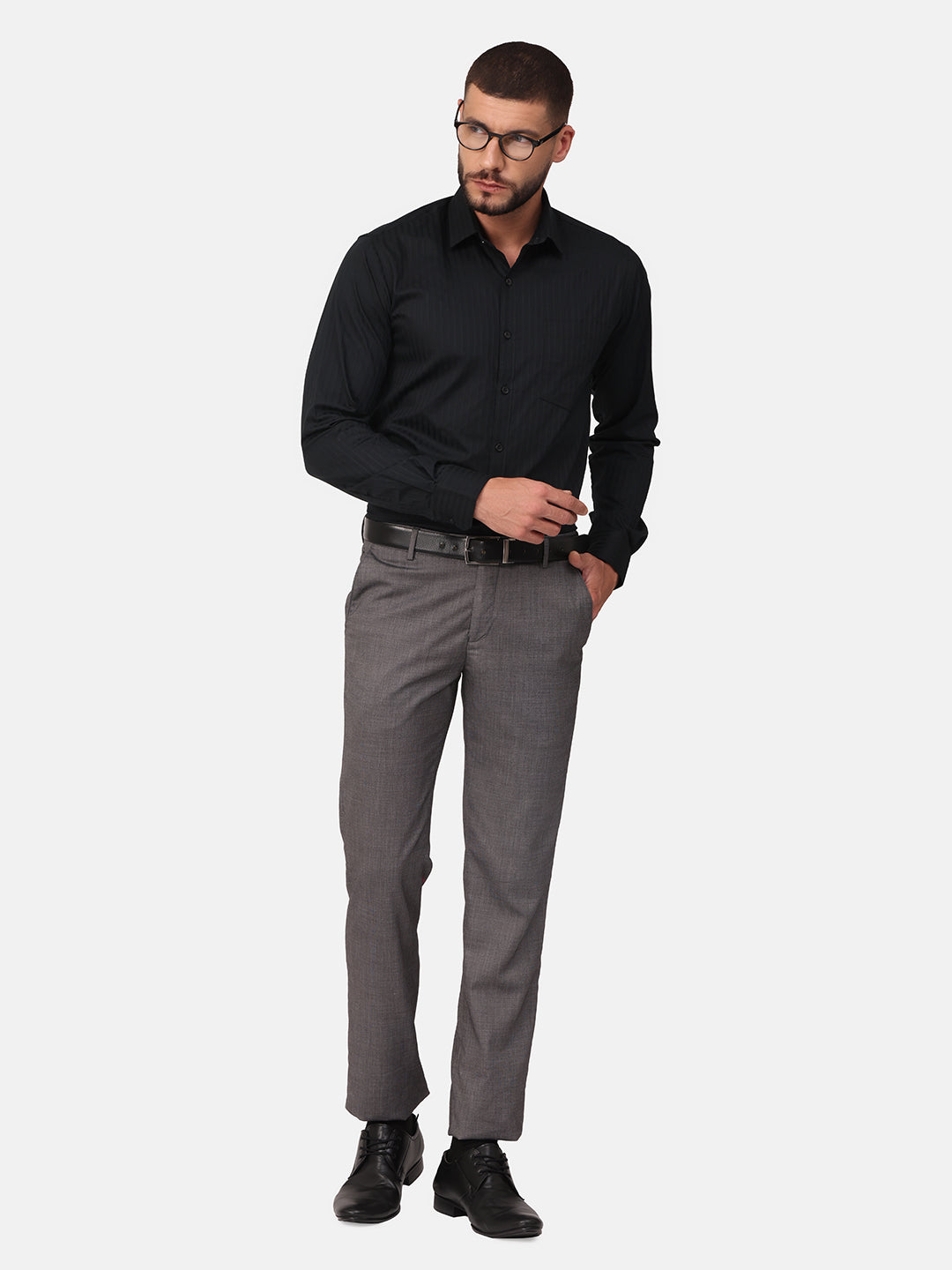 Copperline Men Black Dobby Formal Shirt Copperline