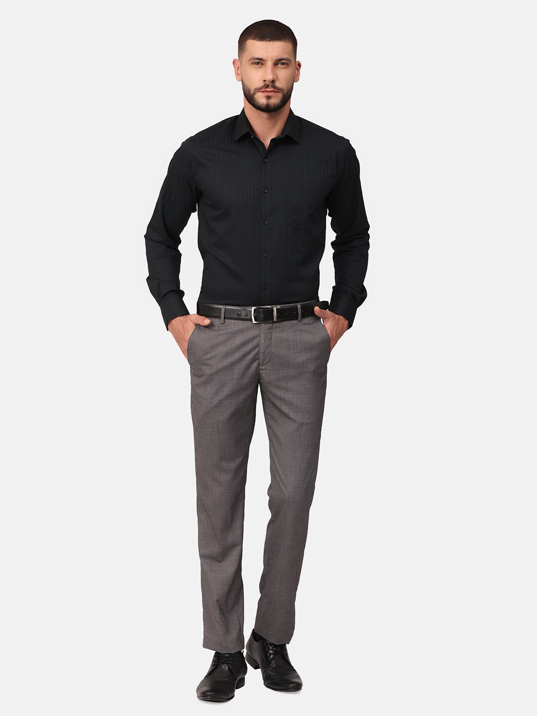 Copperline Men Black Dobby Formal Shirt Copperline