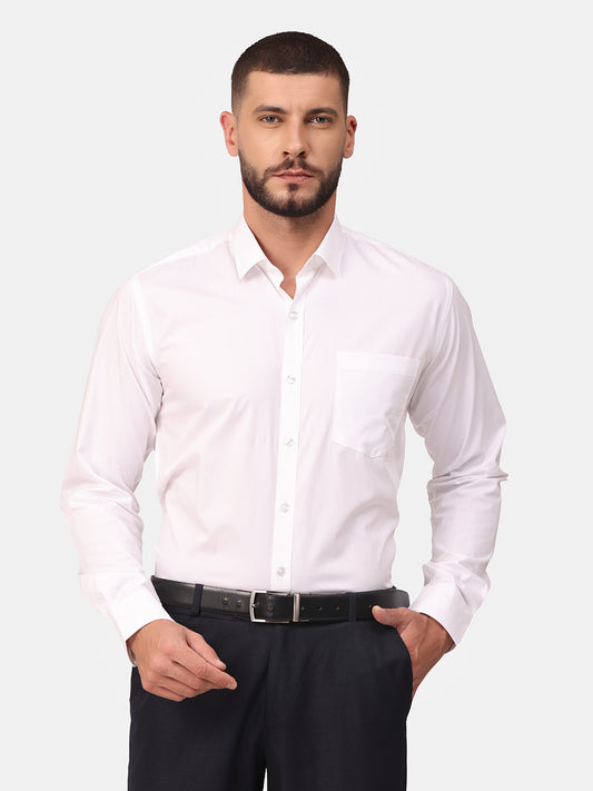 Copperline Men White Solid Formal Shirt Copperline