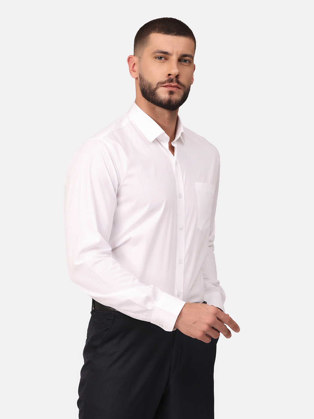 Copperline Men White Solid Formal Shirt Copperline