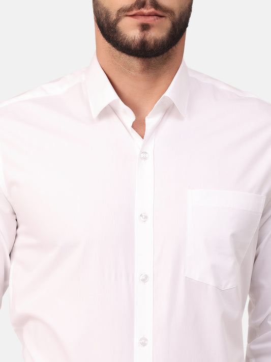 Copperline Men White Solid Formal Shirt Copperline
