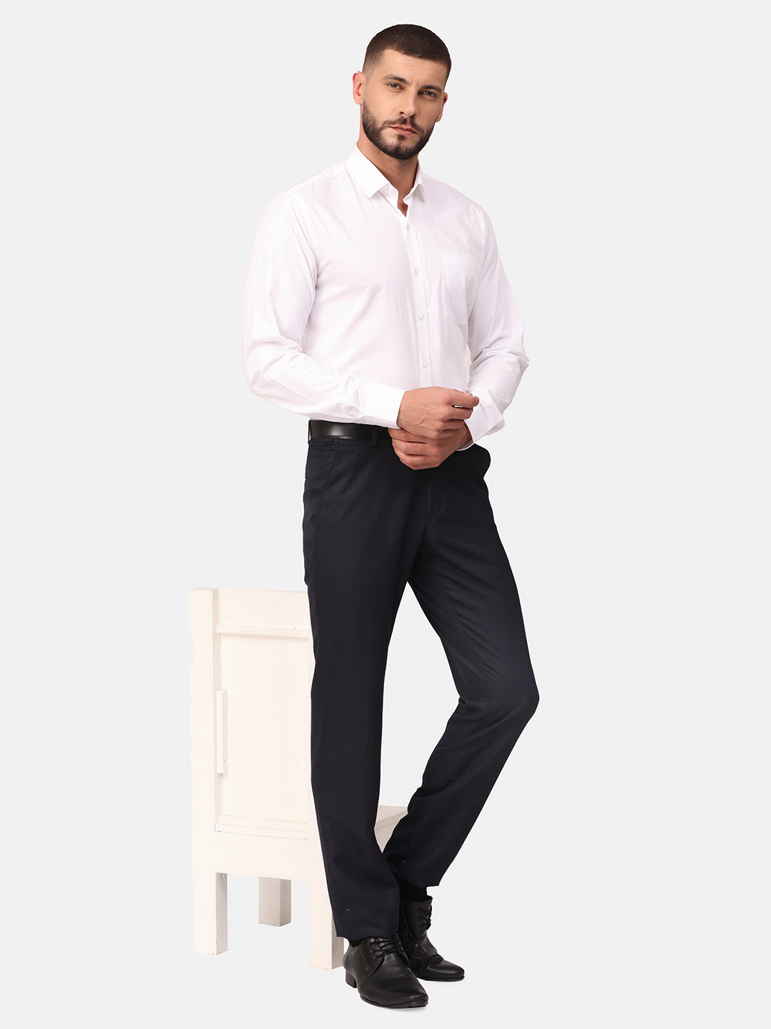 Copperline Men White Solid Formal Shirt Copperline