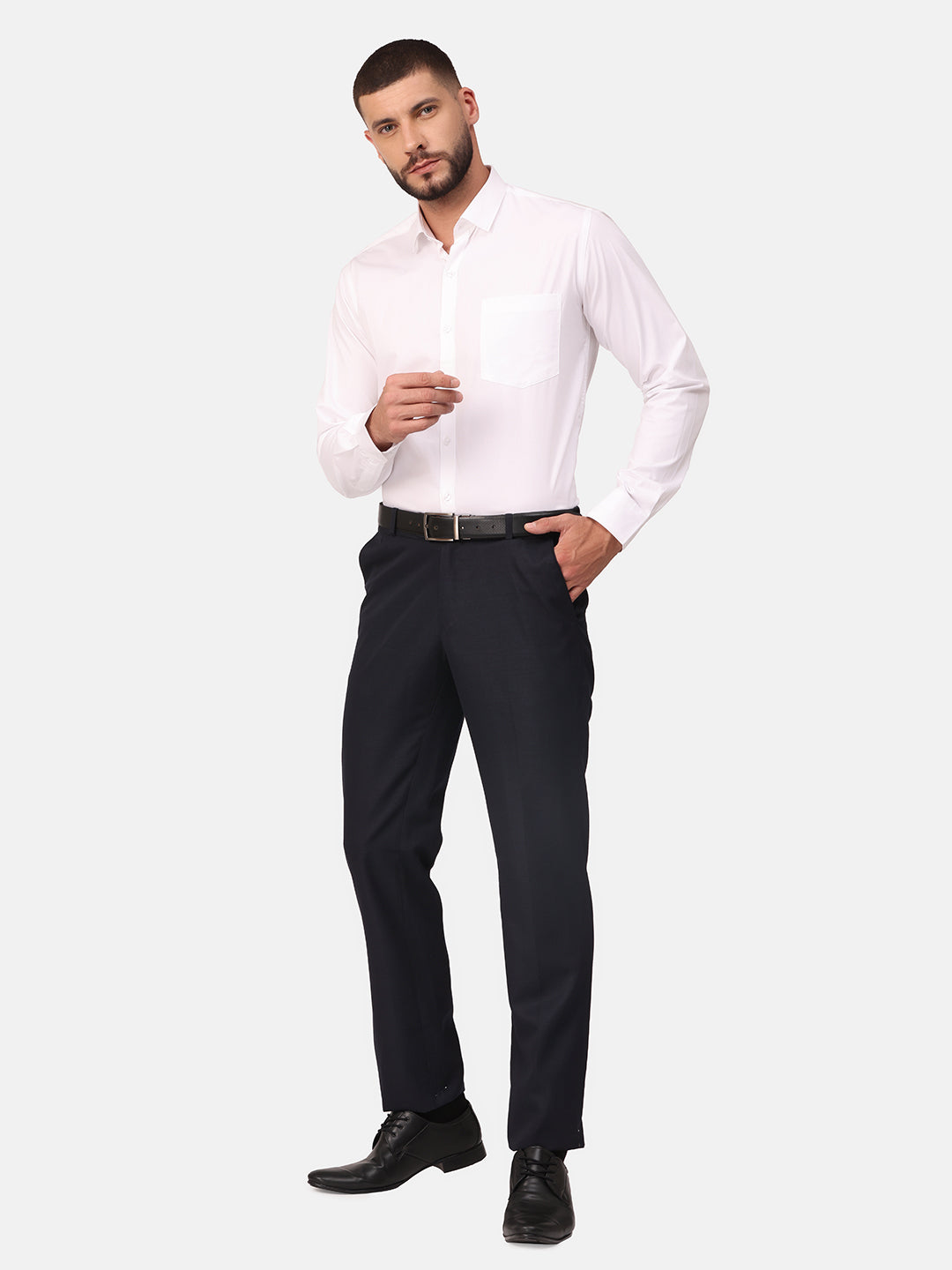 Copperline Men White Solid Formal Shirt Copperline