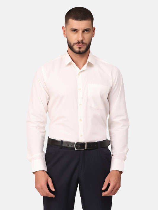Copperline Men Off White Solid Formal Shirt Copperline