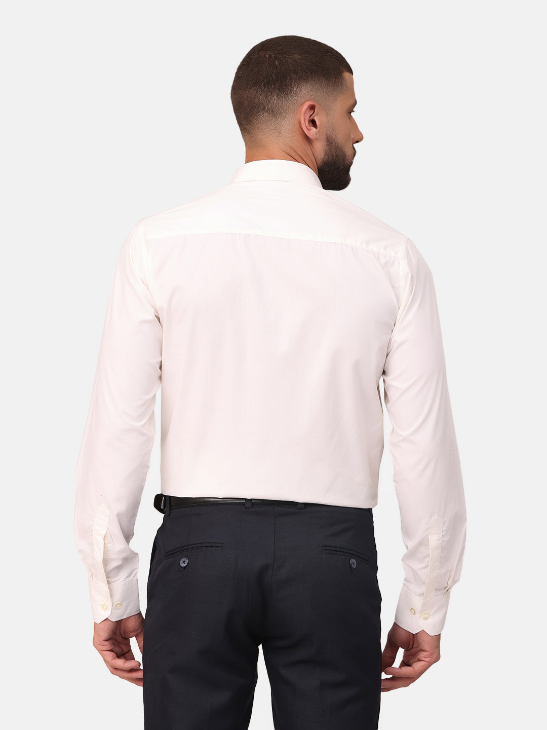 Copperline Men Off White Solid Formal Shirt Copperline