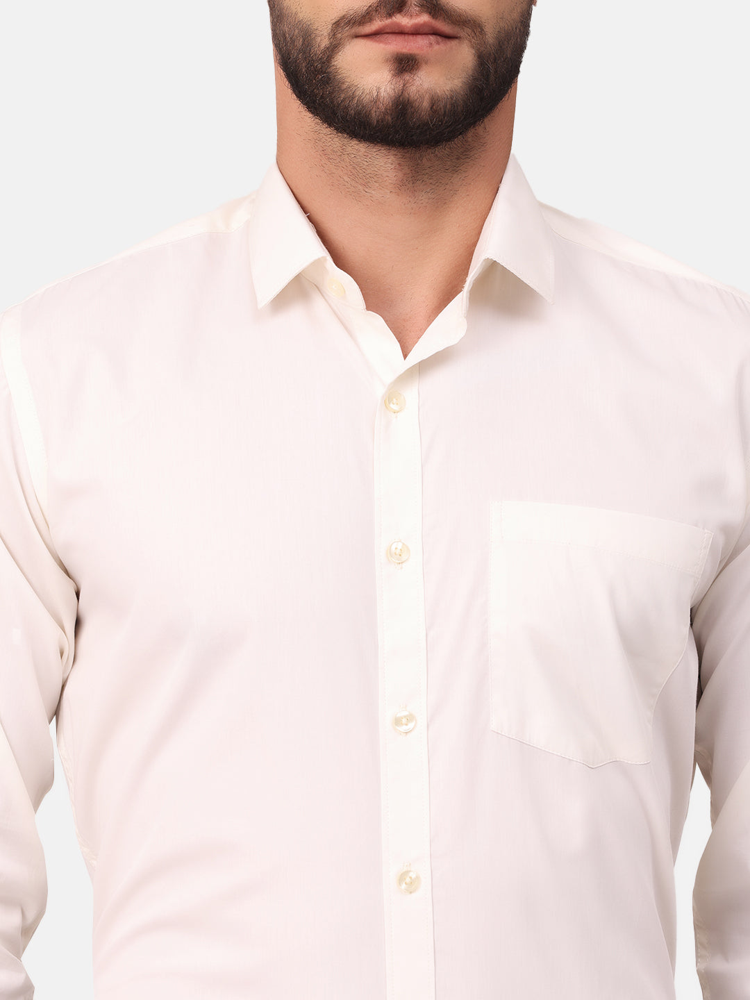 Copperline Men Off White Solid Formal Shirt Copperline