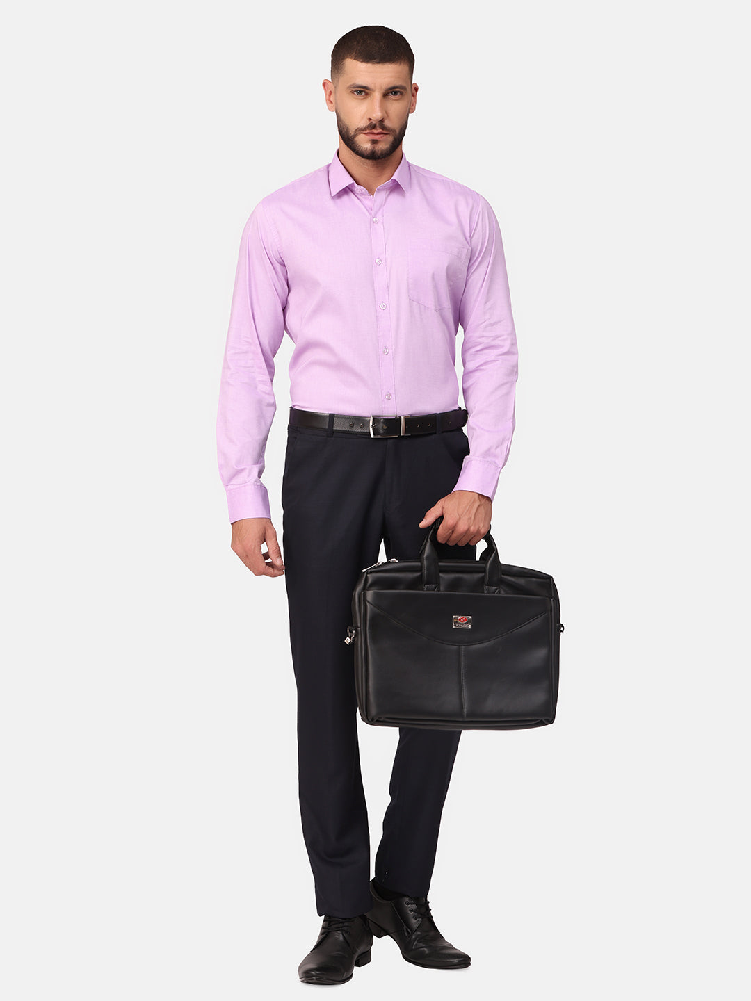 Copperline Men Violet Solid Formal Shirt Copperline
