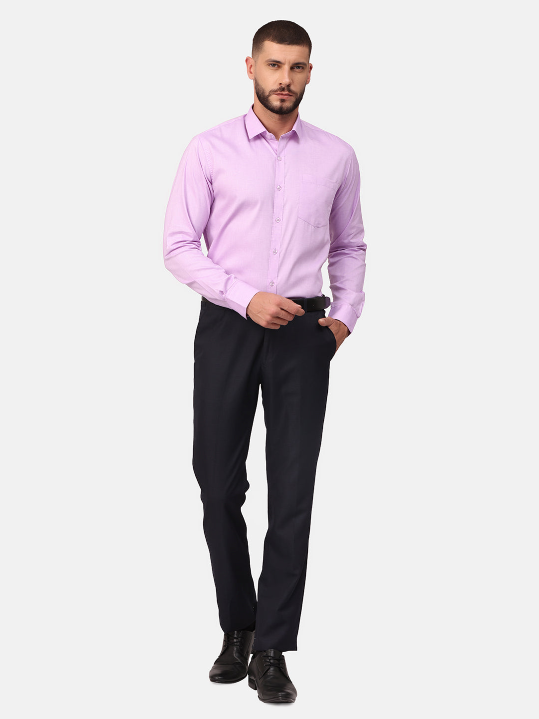Copperline Men Violet Solid Formal Shirt Copperline