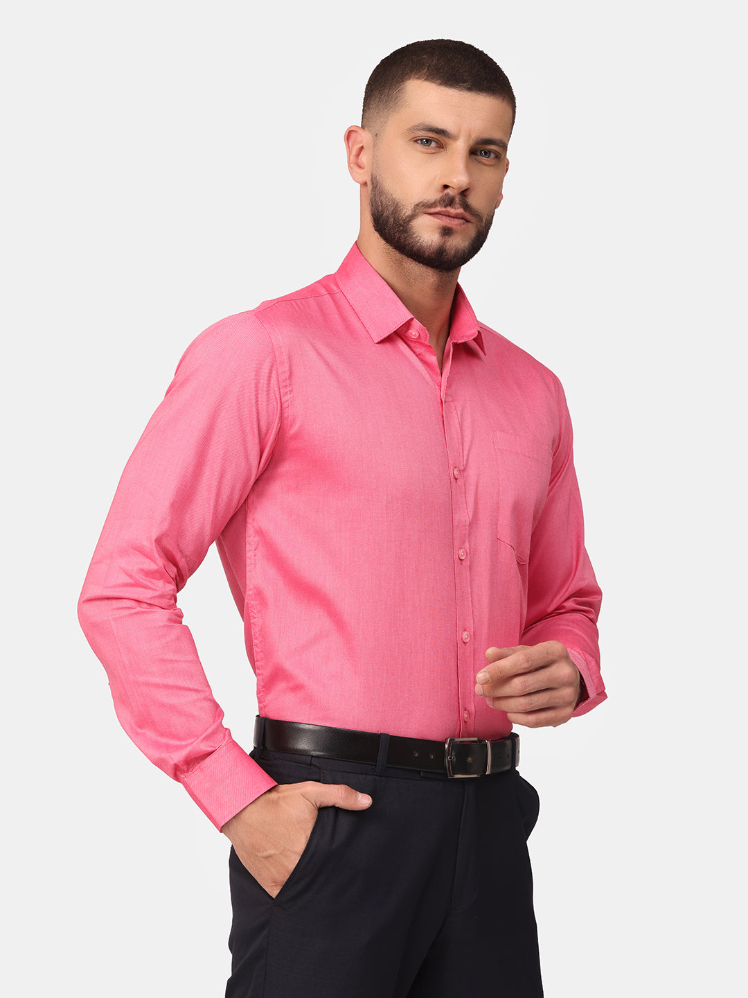 Copperline Men Pink Solid Formal Shirt Copperline