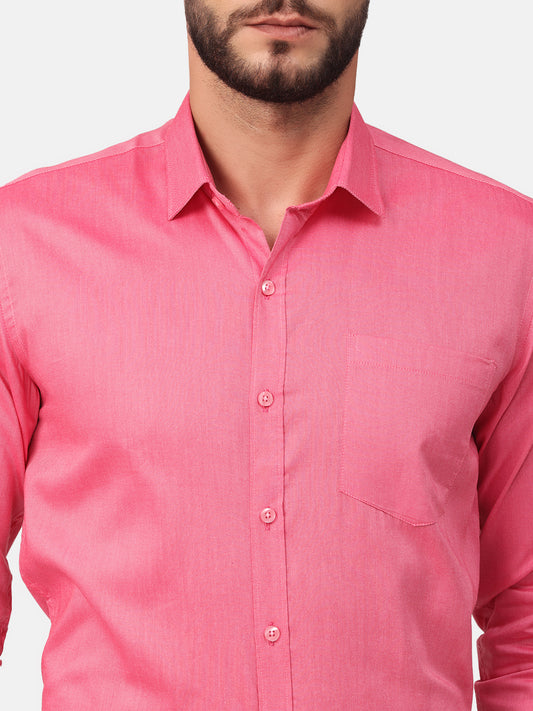 Copperline Men Pink Solid Formal Shirt Copperline