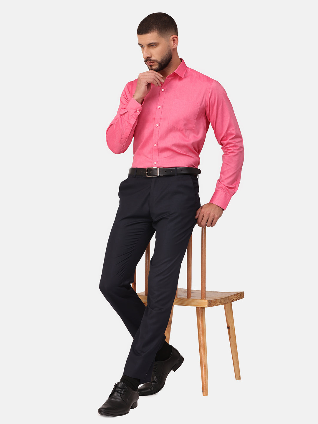 Copperline Men Pink Solid Formal Shirt Copperline