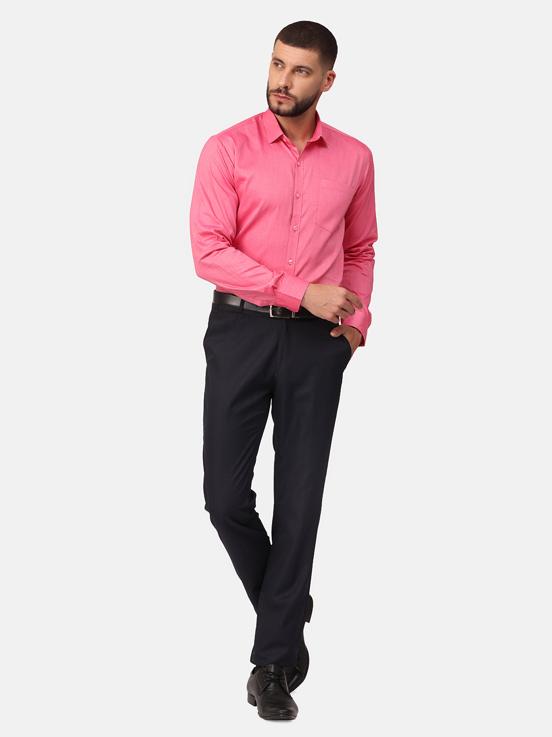 Copperline Men Pink Solid Formal Shirt Copperline