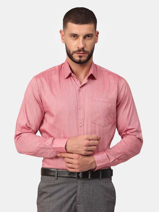 Copperline Men Red Solid Formal Shirt Copperline