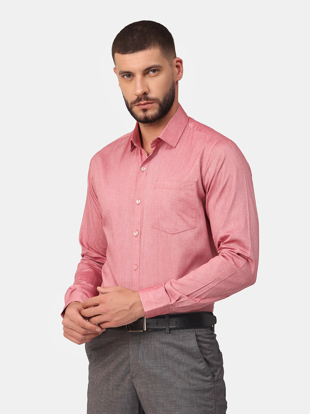 Copperline Men Red Solid Formal Shirt Copperline