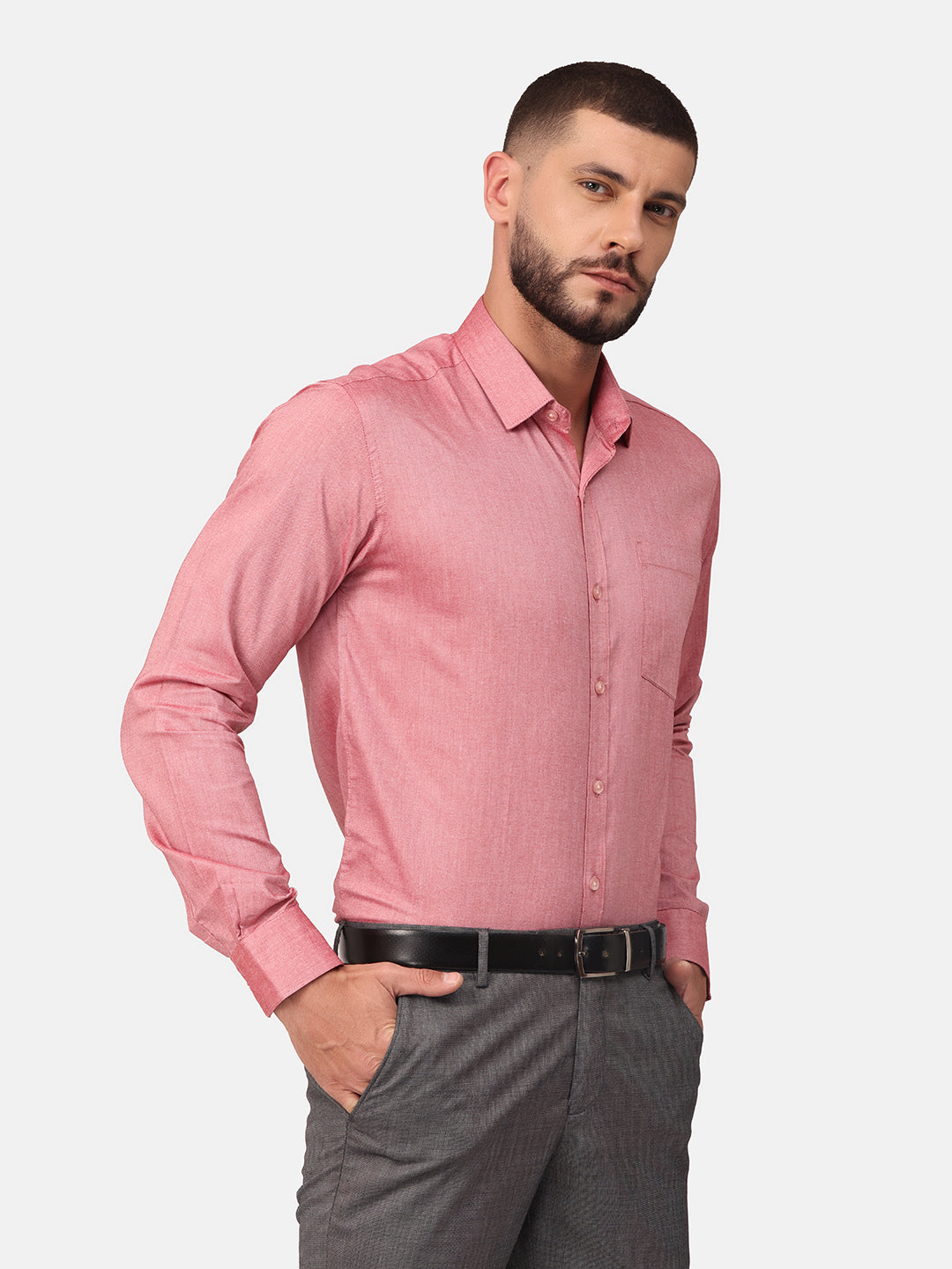 Copperline Men Red Solid Formal Shirt Copperline