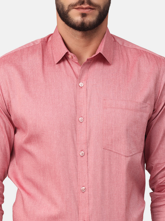 Copperline Men Red Solid Formal Shirt Copperline