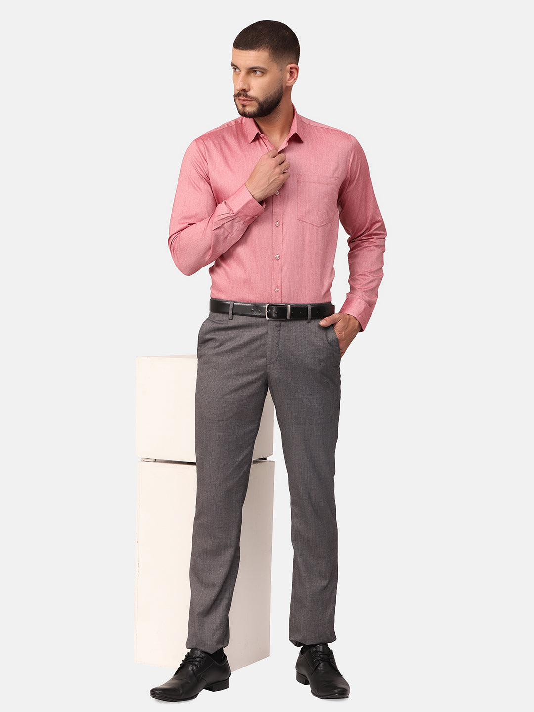 Copperline Men Red Solid Formal Shirt Copperline