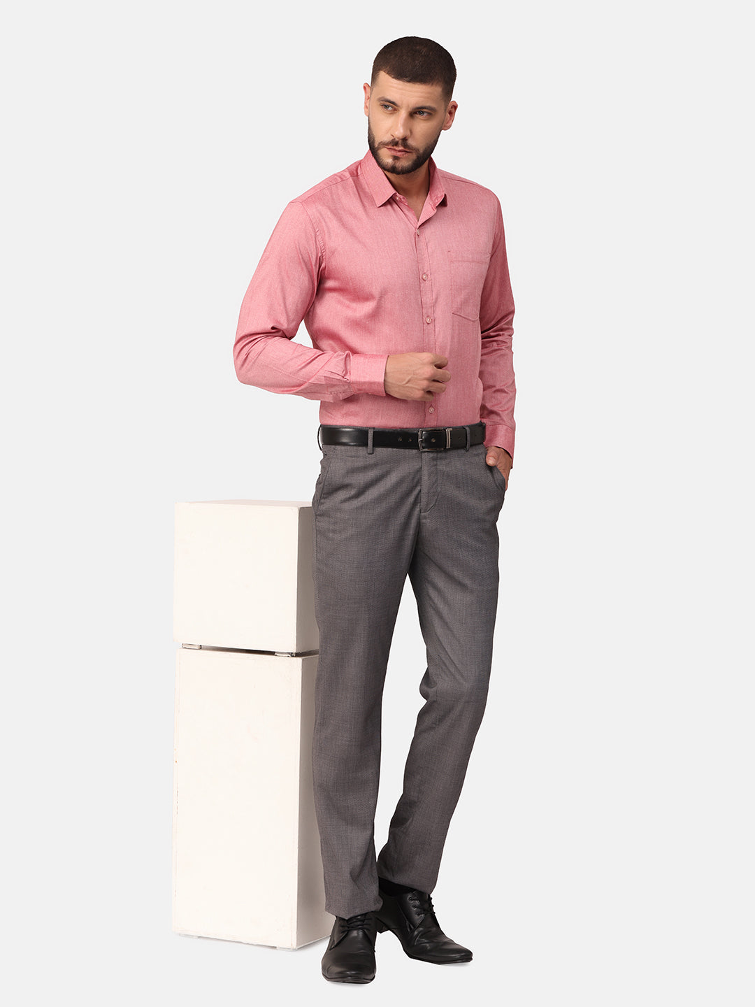 Copperline Men Red Solid Formal Shirt Copperline