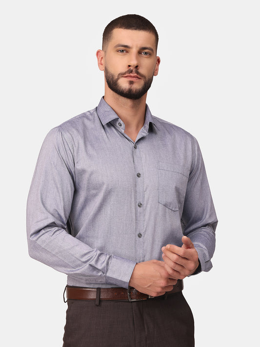 Copperline Men Navy Blue Solid Formal Shirt Copperline