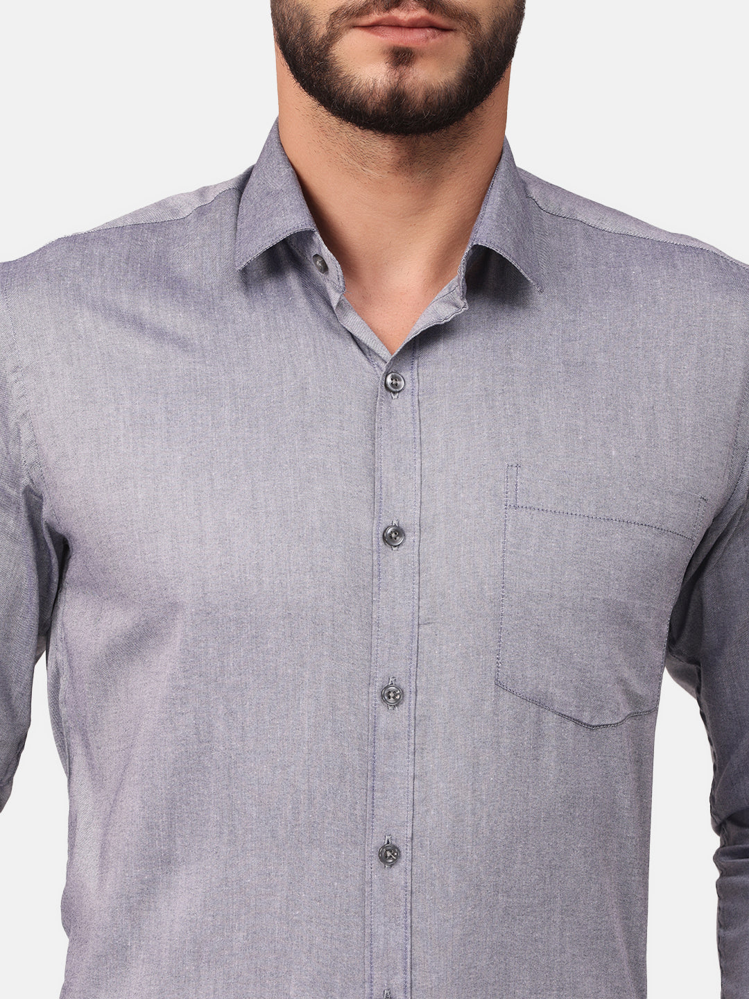 Copperline Men Navy Blue Solid Formal Shirt Copperline