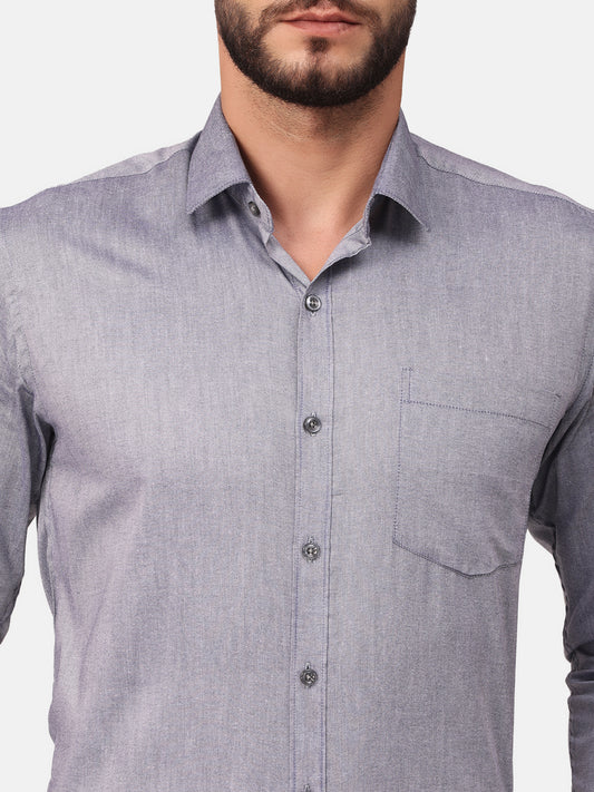 Copperline Men Navy Blue Solid Formal Shirt Copperline