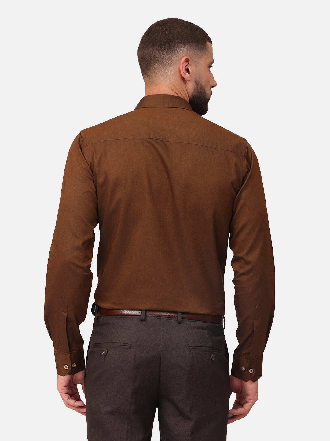 Copperline Men Brown Solid Formal Shirt