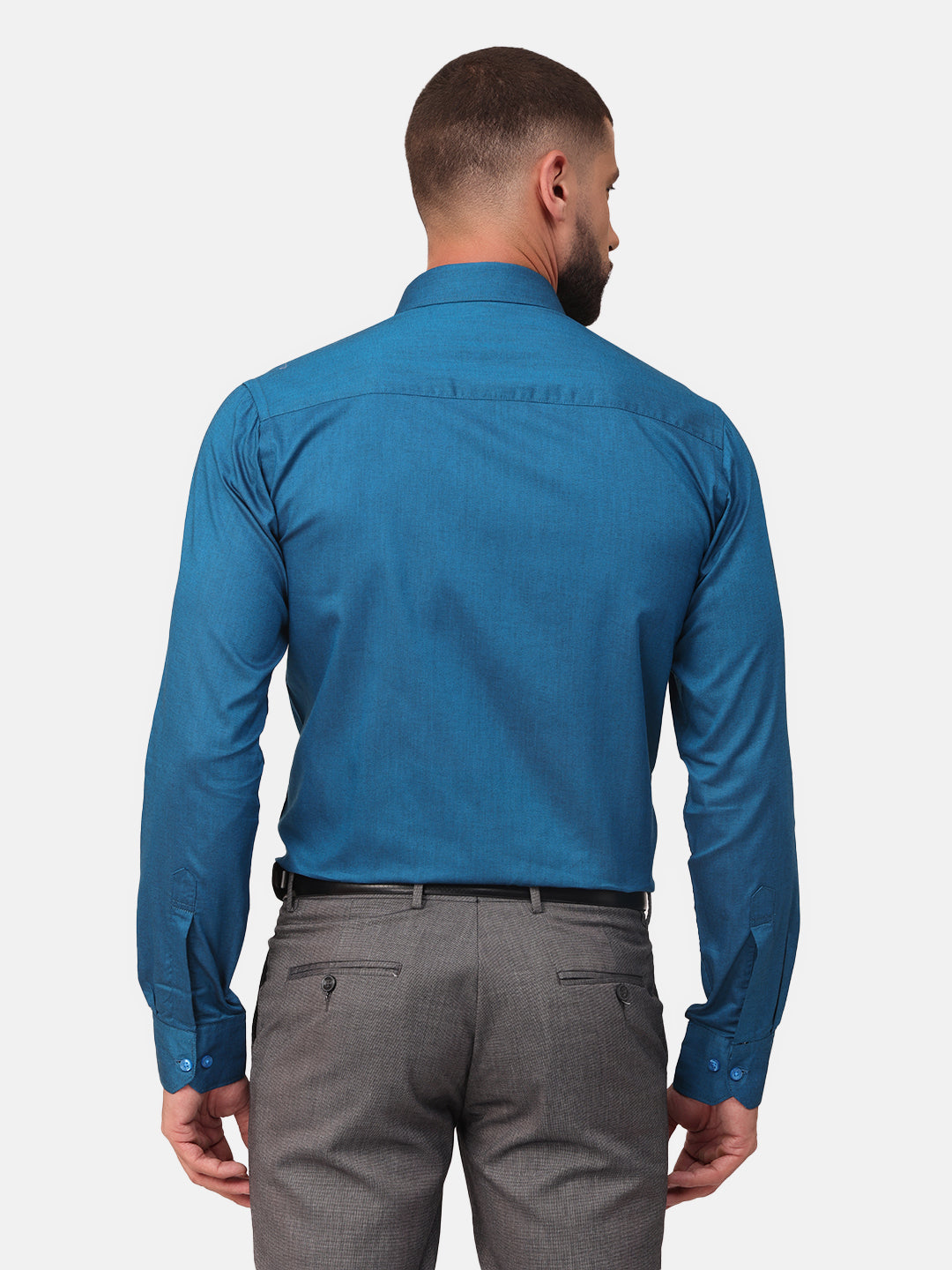 Copperline Men Blue Solid Formal Shirt Copperline