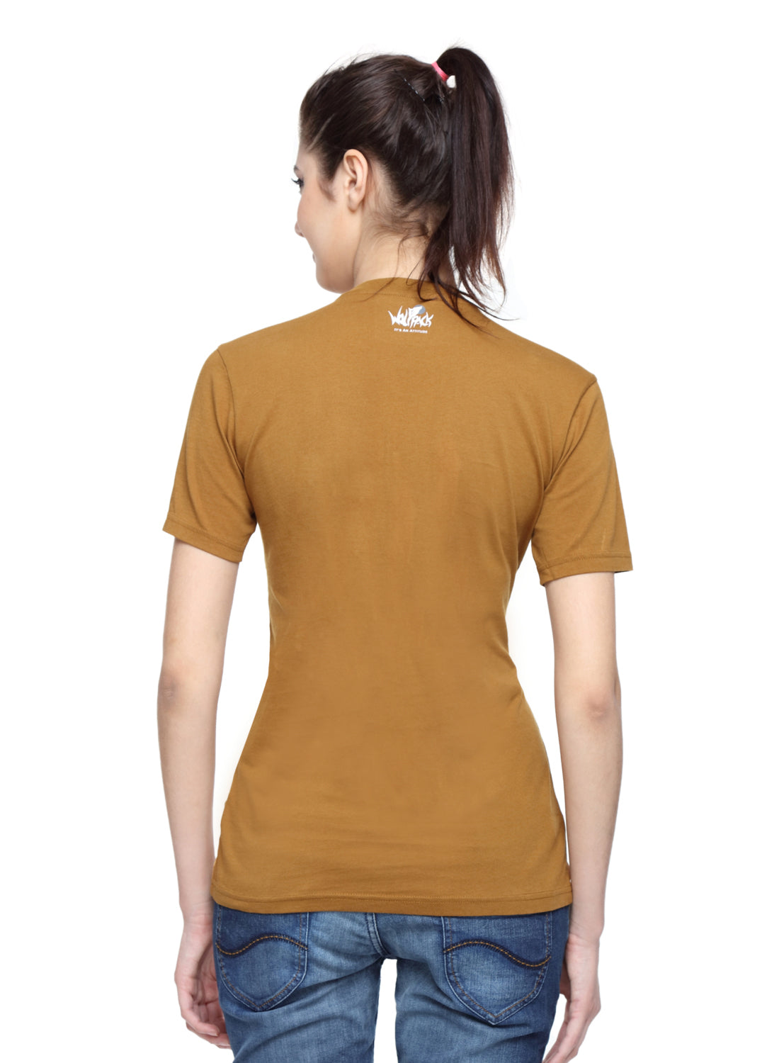 Wolfpack Women Brown Printed T-Shirt Wolfpack