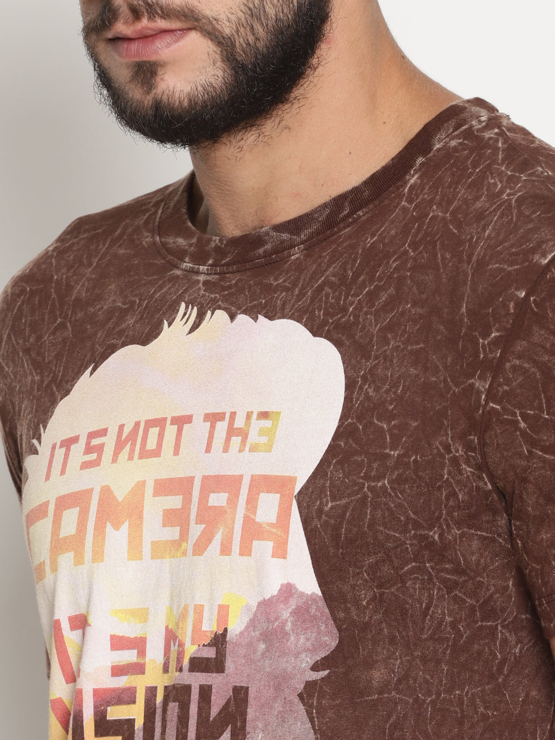 Wolfpack Men Brown Round Neck Printed T-Shirt Wolfpack