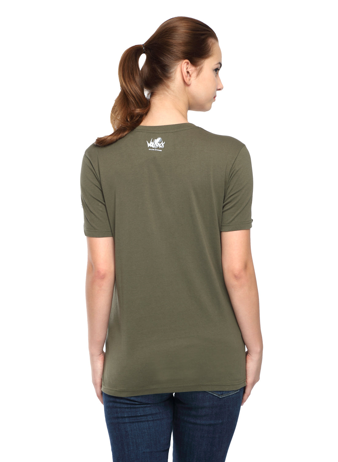 Wolfpack Women Green Printed T-Shirt Wolfpack