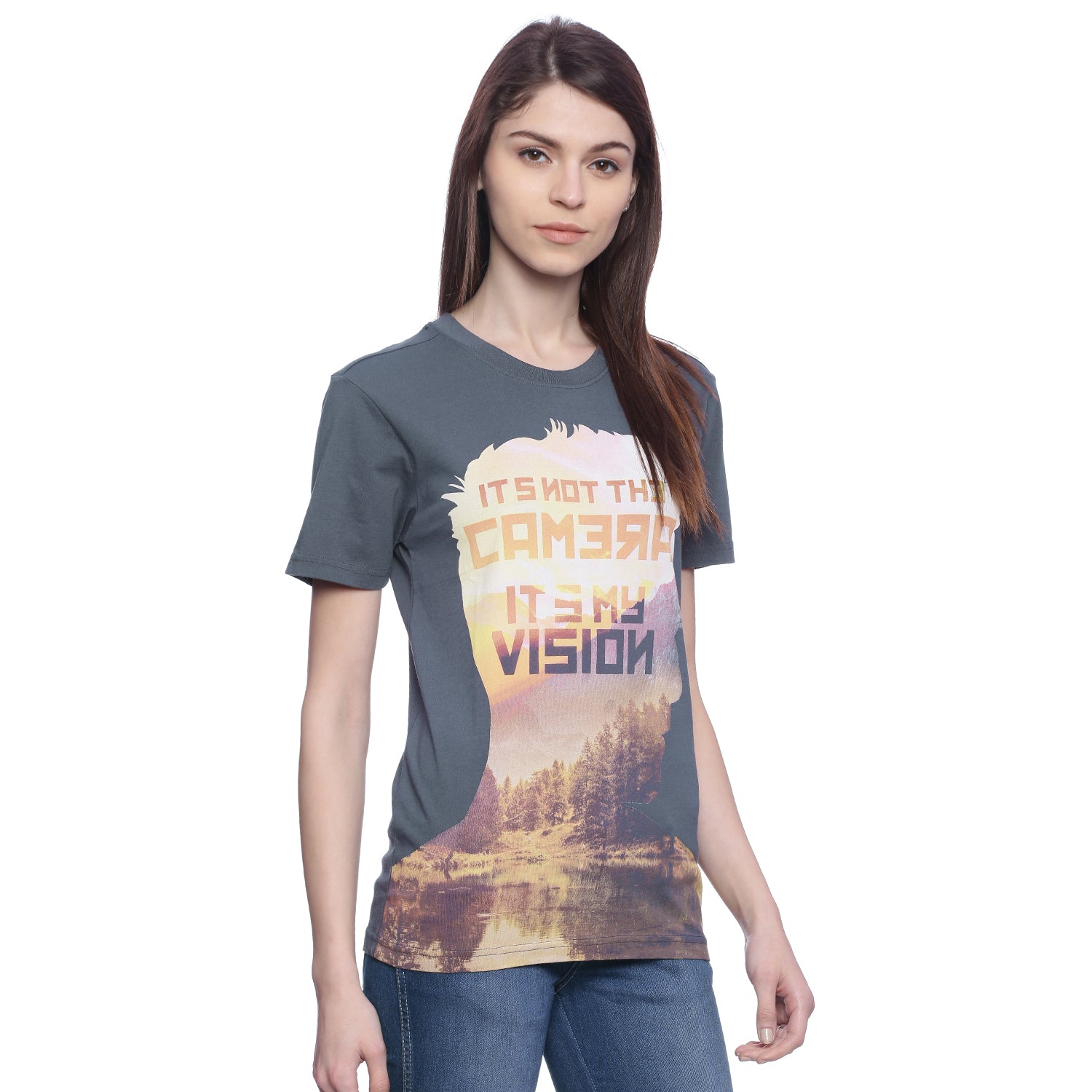Wolfpack Women Grey Printed T-Shirt Wolfpack