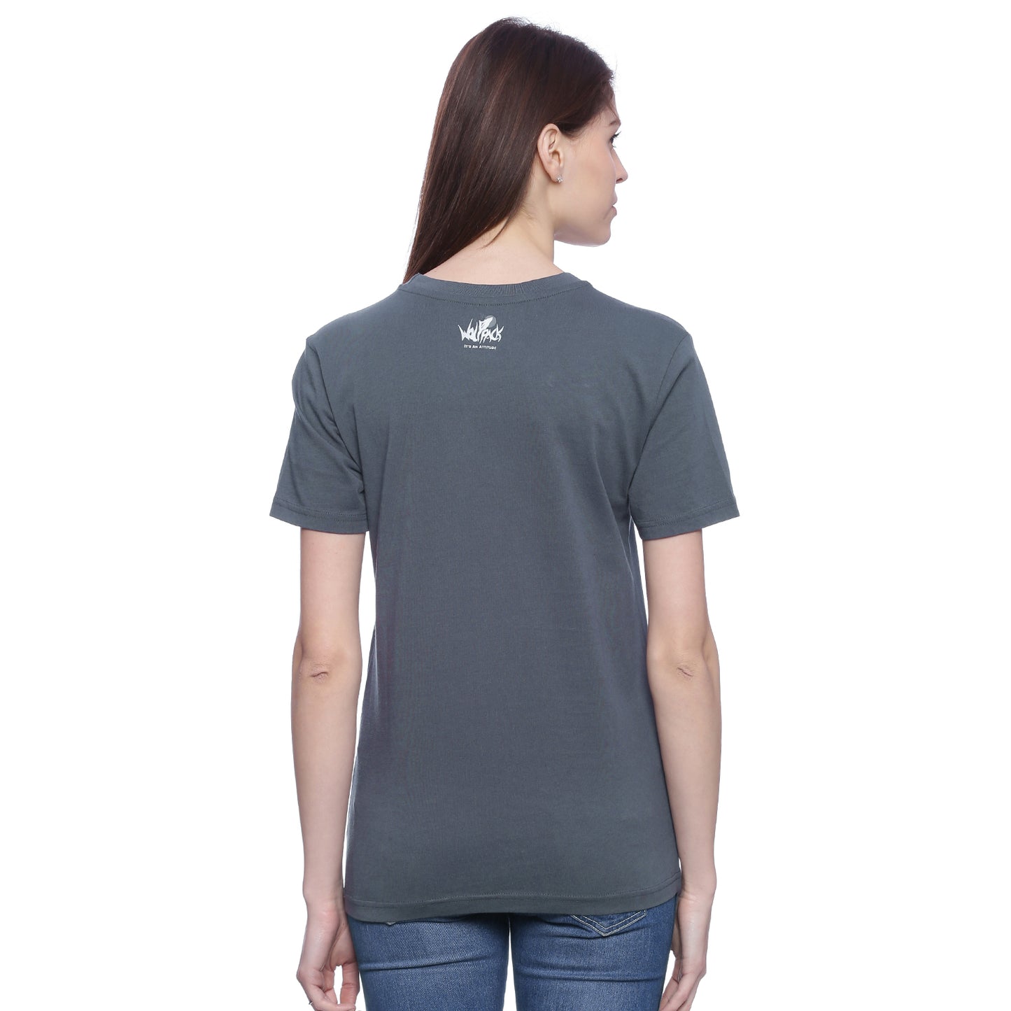 Wolfpack Women Grey Printed T-Shirt Wolfpack
