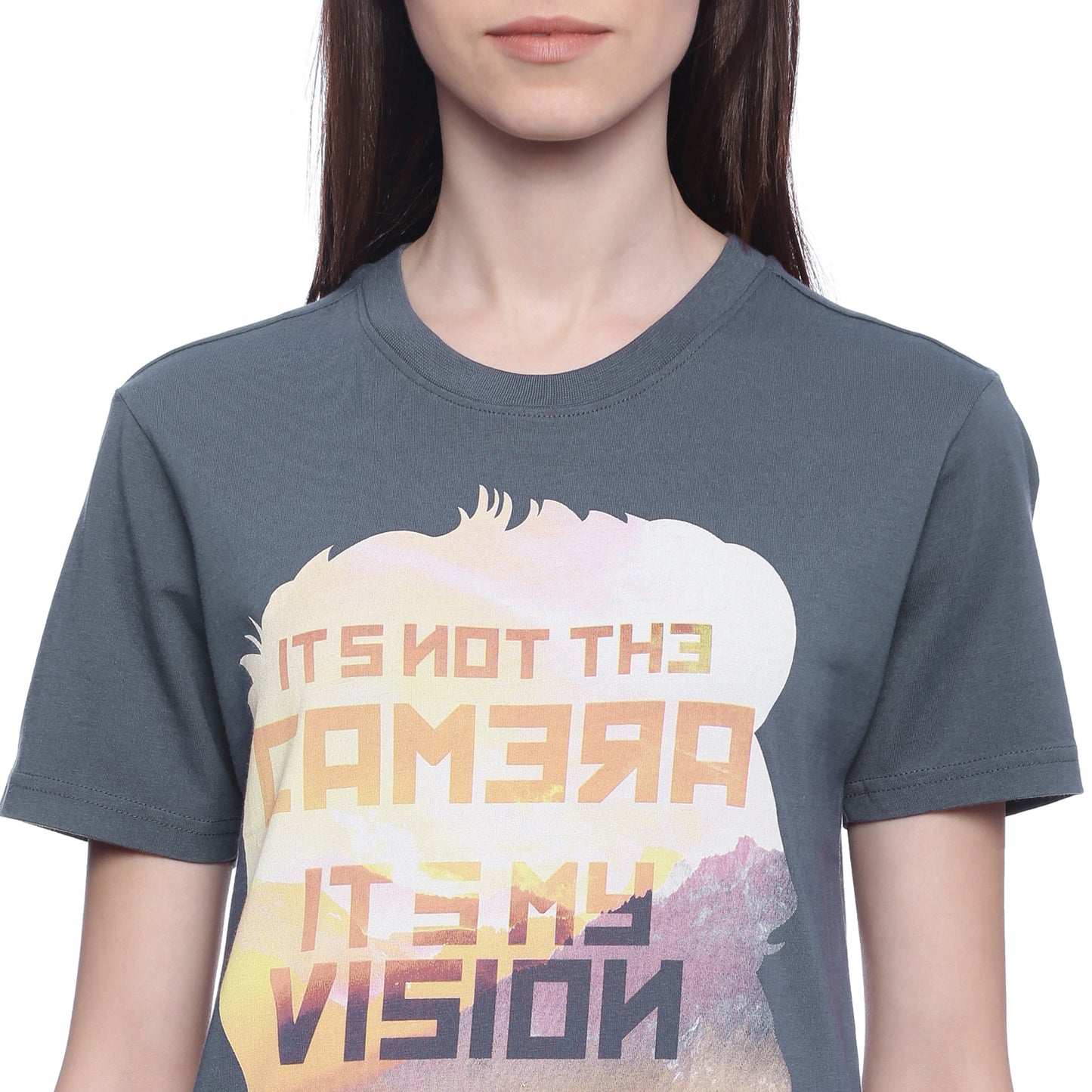 Wolfpack Women Grey Printed T-Shirt Wolfpack
