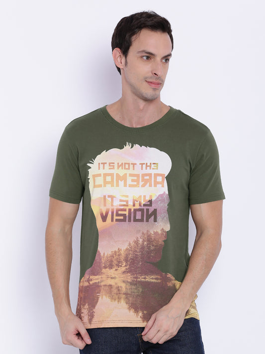 Wolfpack Men Green Round Neck Printed T-Shirt Wolfpack