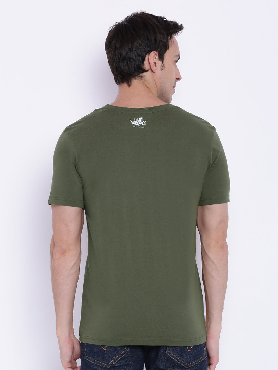 Wolfpack Men Green Round Neck Printed T-Shirt Wolfpack