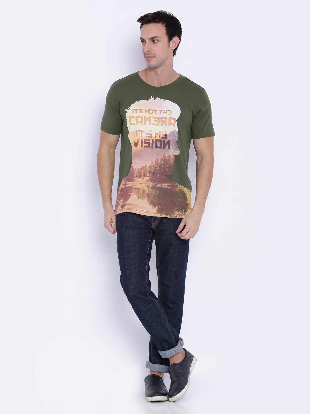 Wolfpack Men Green Round Neck Printed T-Shirt Wolfpack