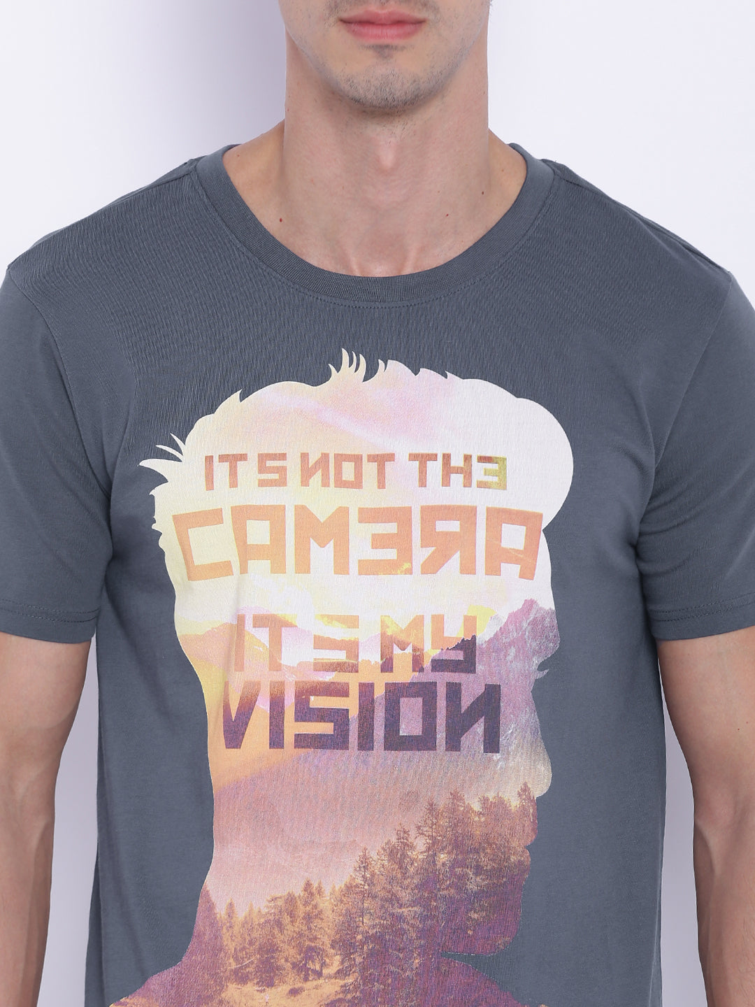 Wolfpack Men Grey Round Neck Printed T-Shirt Wolfpack