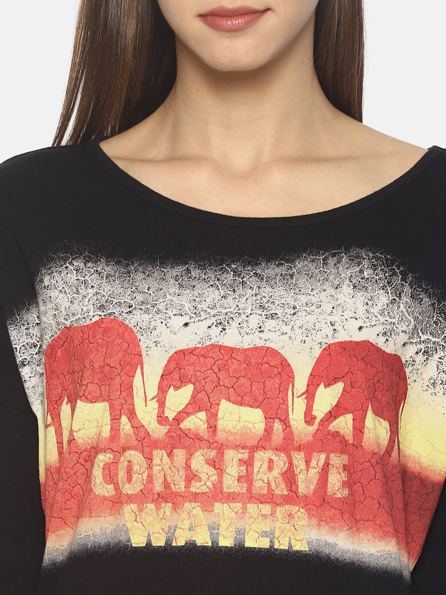 Wolfpack Women Black Printed T-Shirt Wolfpack