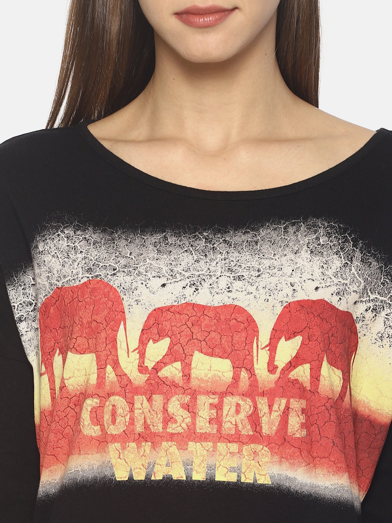 Wolfpack Women Black Printed T-Shirt Wolfpack