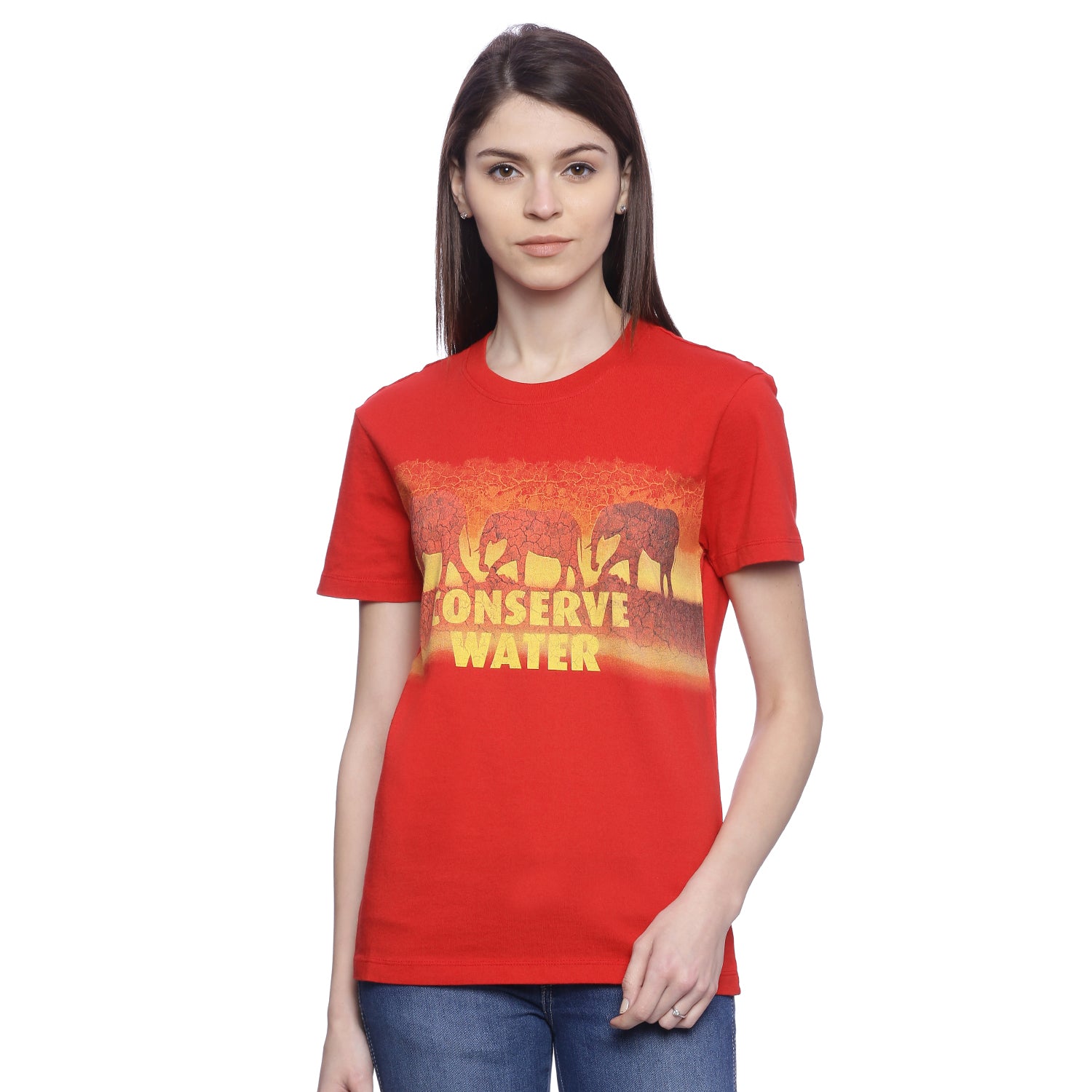 Wolfpack Women Red Printed T-Shirt Wolfpack