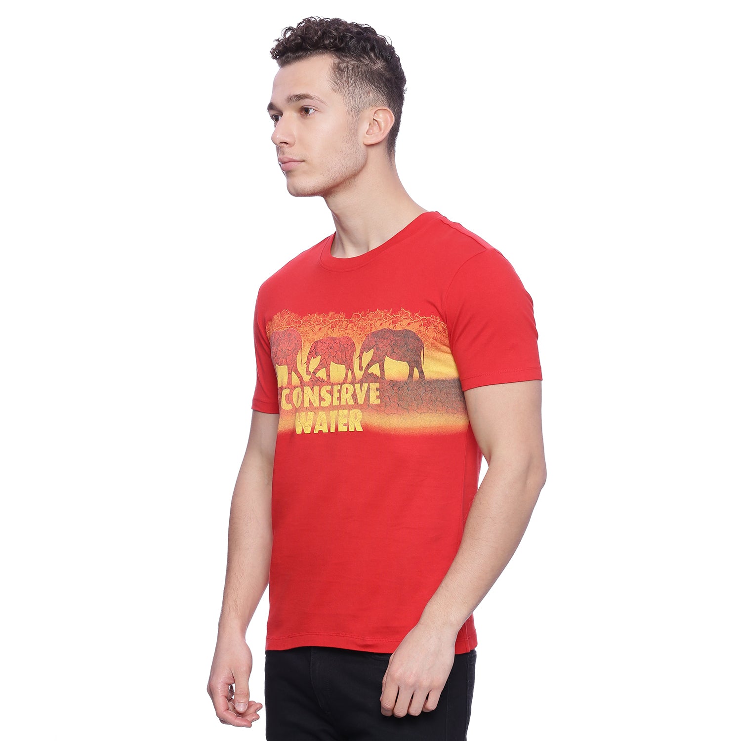 Wolfpack Men Red Printed Round Neck T-Shirt Wolfpack