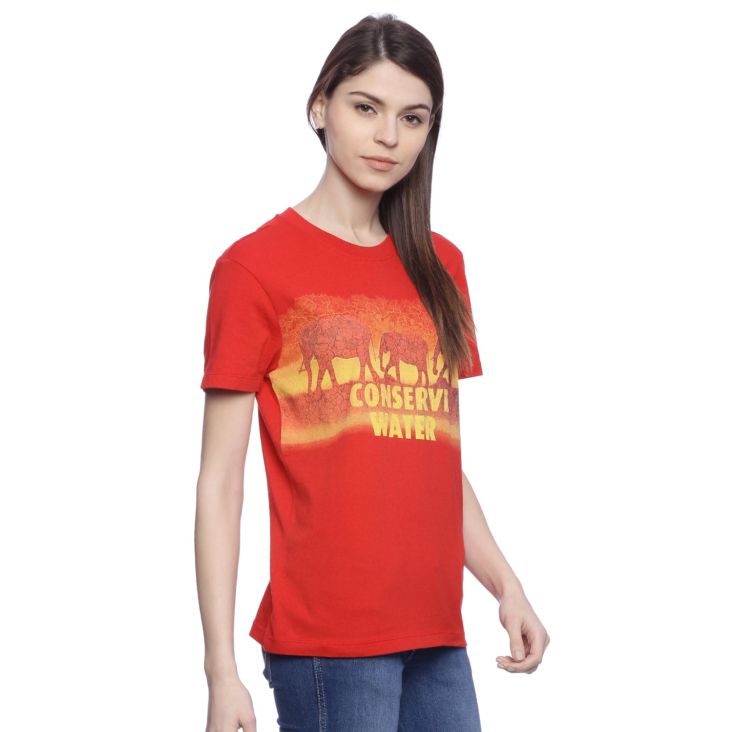 Wolfpack Women Red Printed T-Shirt Wolfpack