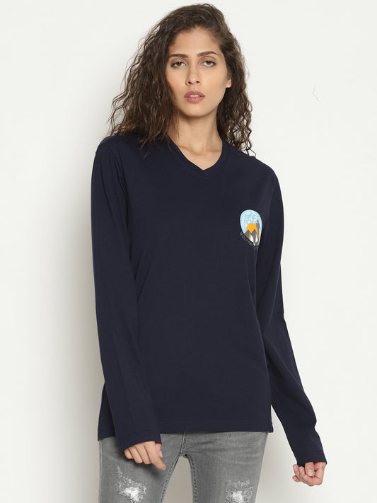 The Perfect Full Sleeve Trekking Tee Navy Blue Wolfpack