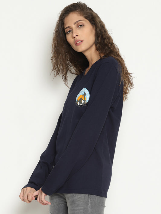 The Perfect Full Sleeve Trekking Tee Navy Blue Wolfpack